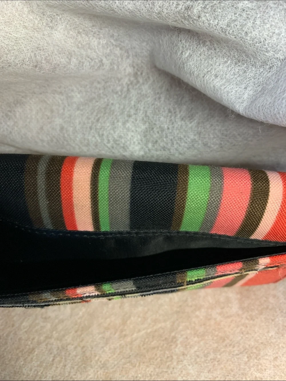 Vintage kate spade  New York Y2K  Multi-color Striped Canvas Trifold Wallet